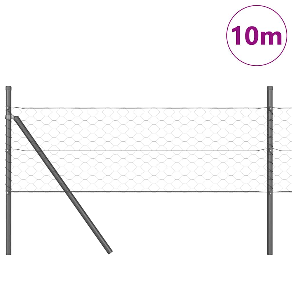 Poste para valla Vidaxl gris 10 x 0,8 m (malla 50 mm) acero y PVC