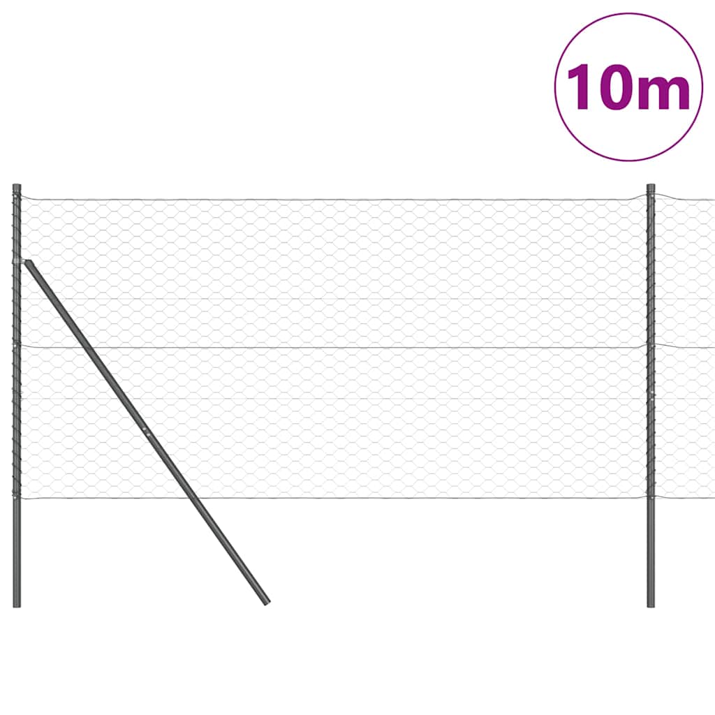 Vidaxl afrasteringspaal grijs 10 x 1,4 m (50 mm gaas) staal en pvc
