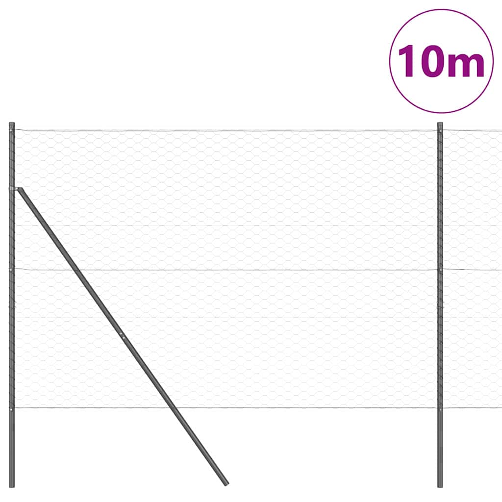 Vidaxl afrasteringspaal grijs 10 x 1,5 m (50 mm gaas) staal en pvc
