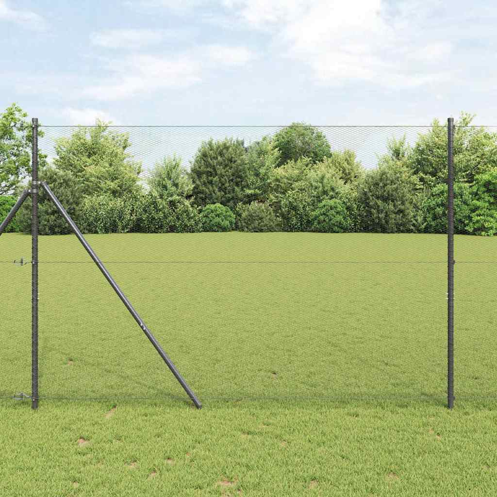 Paletto per recinzione Vidaxl grigio 10 x 1,6 m (maglia 13 mm) in acciaio e PVC