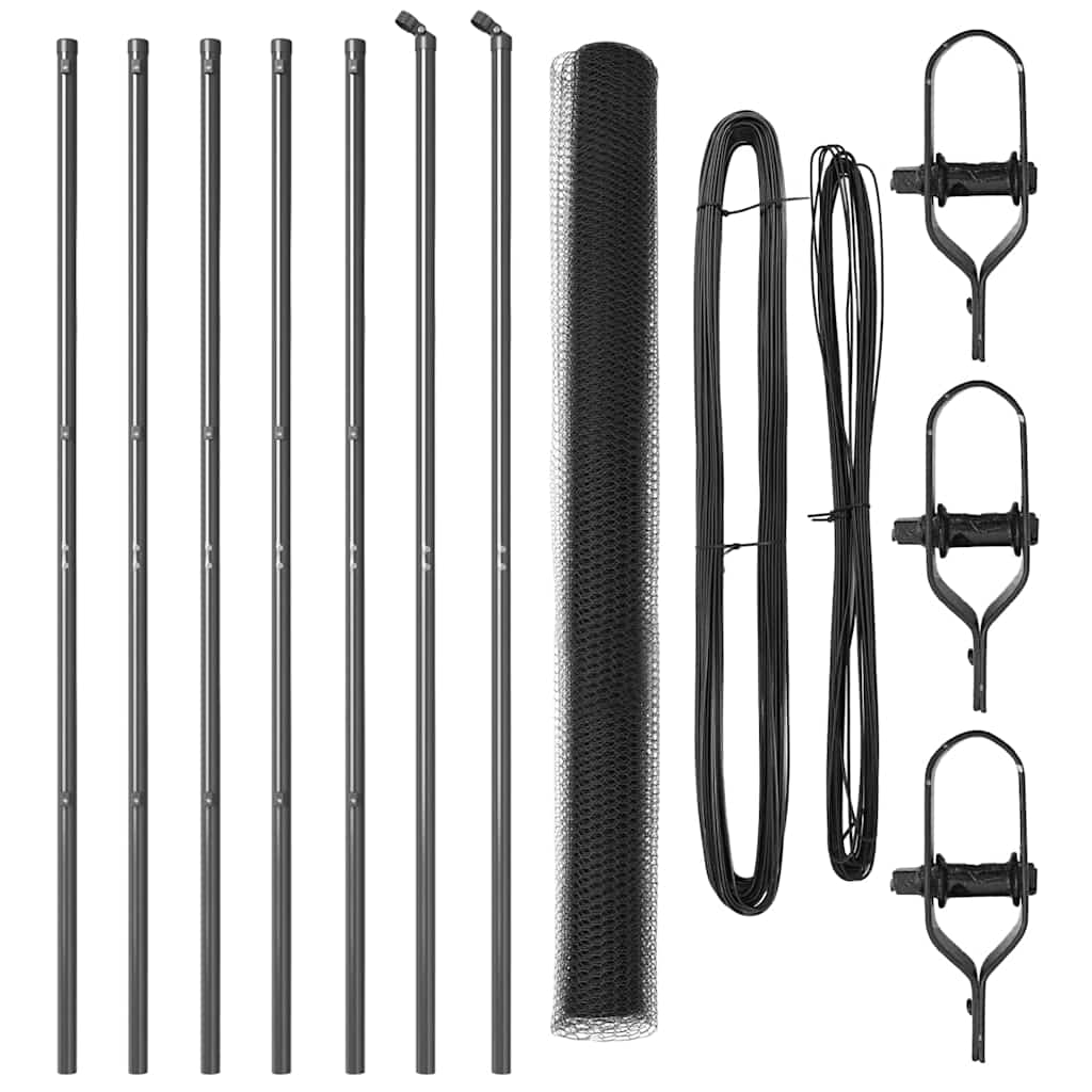 Vidaxl afrasteringspaal grijs 10 x 1,6 m (25 mm gaas) staal en pvc