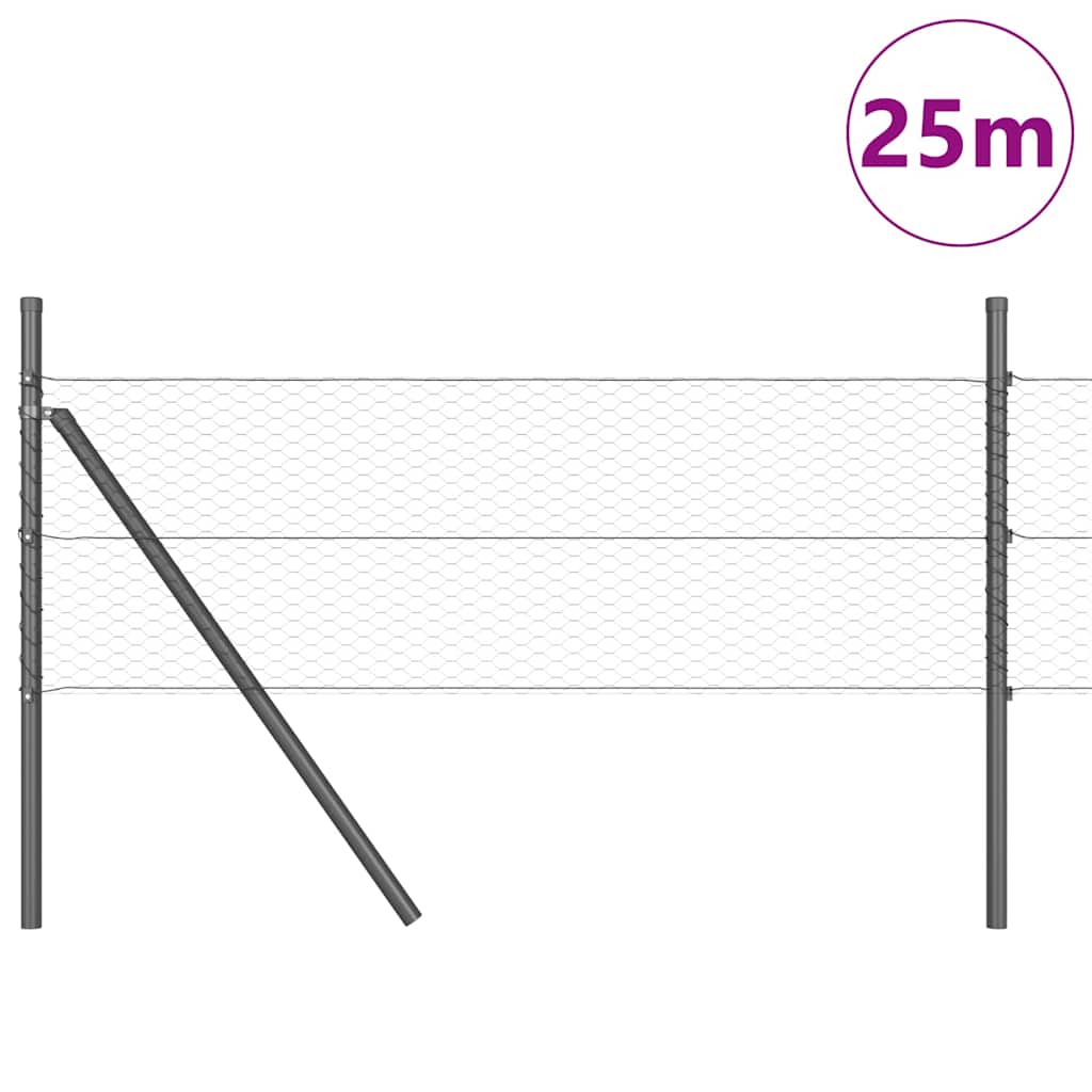 Poste para valla Vidaxl gris 25 x 0,5 m (malla de 25 mm) acero