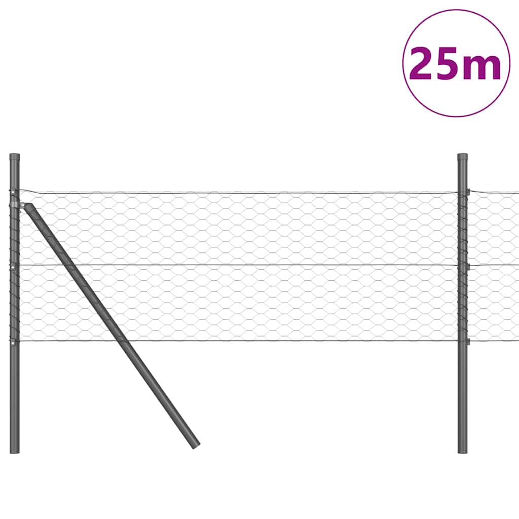Poste para valla Vidaxl gris 25 x 0,5 m (malla de 36 mm) acero