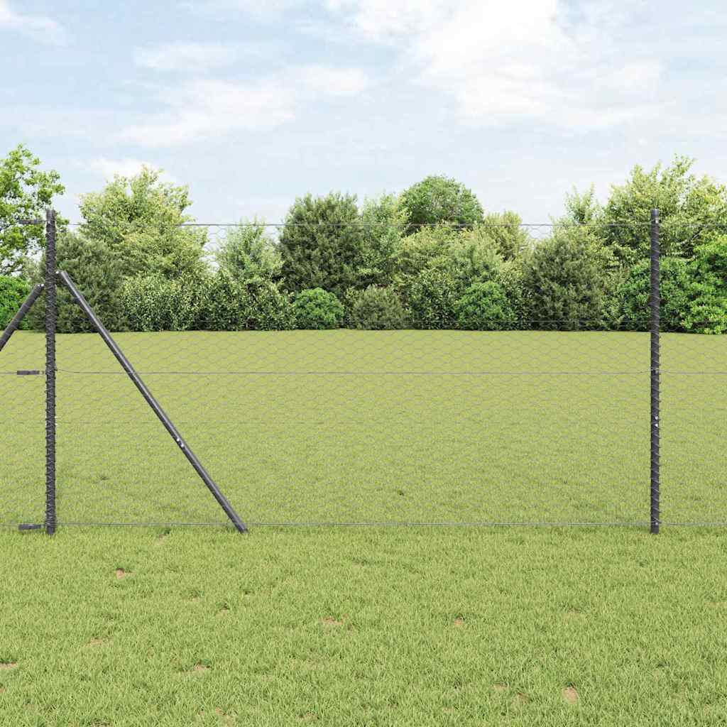 Poste para valla Vidaxl gris 25 x 1,4 m (malla 36 mm) acero y PVC
