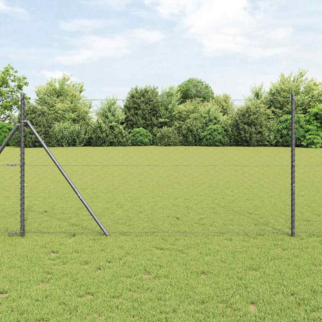 Paletto per recinzione Vidaxl grigio 25 x 1,4 m (maglia 50 mm) in acciaio e PVC
