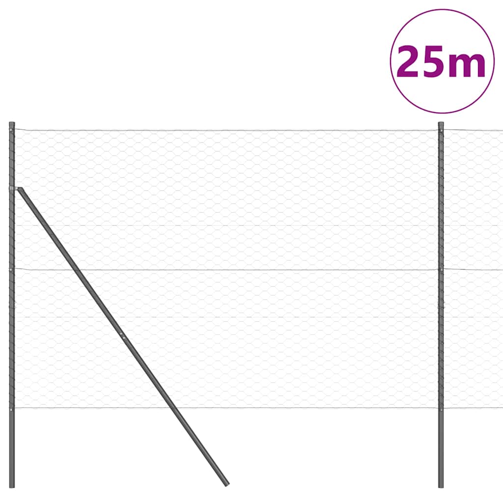 Poste para valla Vidaxl gris 25 x 1,5 m (malla 50 mm) acero