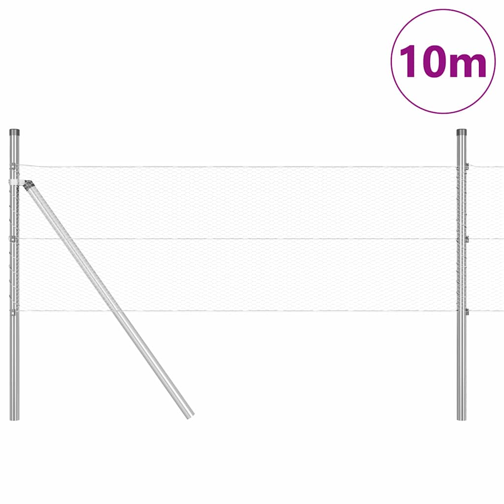 Poste para valla Vidaxl plateado 10 x 0,5 m (malla 13 mm) acero