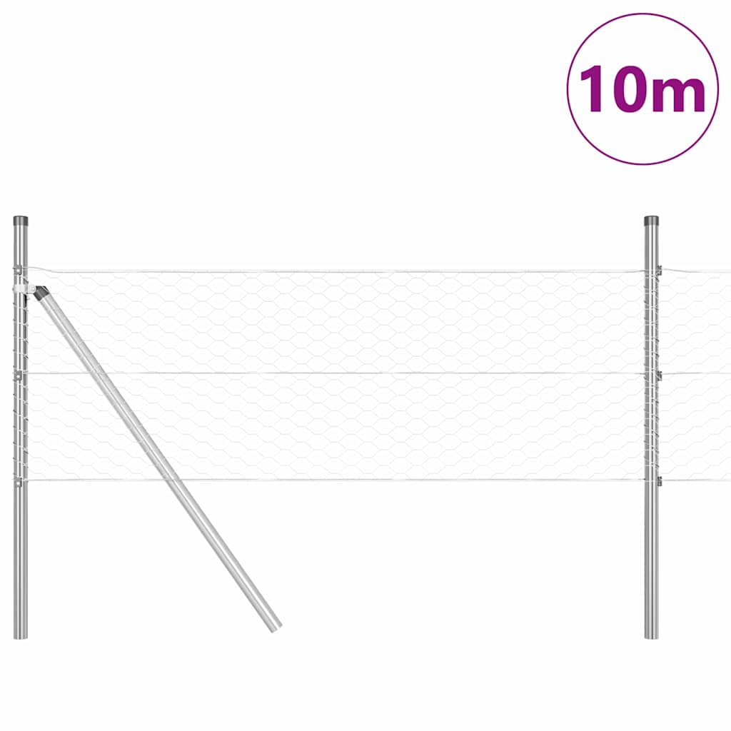 Poste para valla Vidaxl plateado 10 x 0,5 m (malla de 36 mm) acero