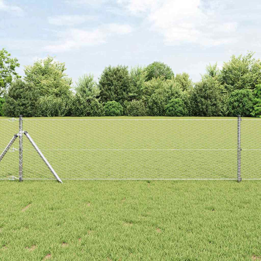 Poste para valla Vidaxl plateado 10 x 0,6 m (malla de 25 mm) acero