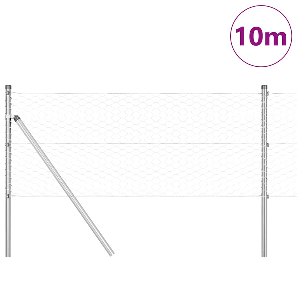 Poste para valla Vidaxl plateado 10 x 0,6 m (malla de 36 mm) acero