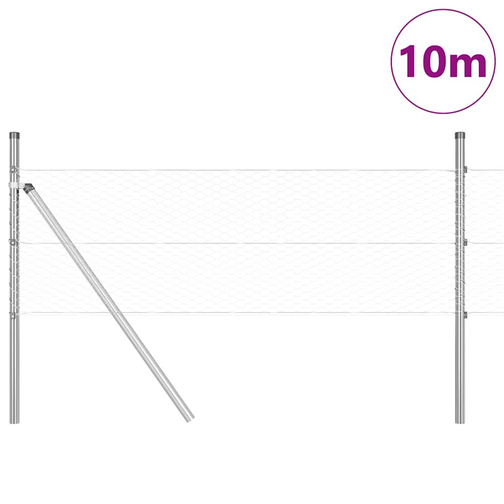 Poste para valla Vidaxl plateado 10 x 0,8 m (malla de 25 mm) acero