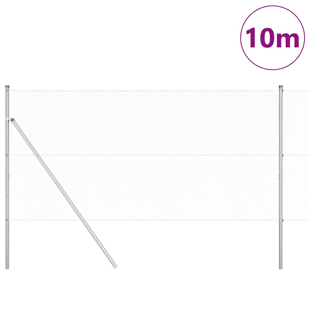 Poste para valla Vidaxl plateado 10 x 1,2 m (malla 13 mm) acero