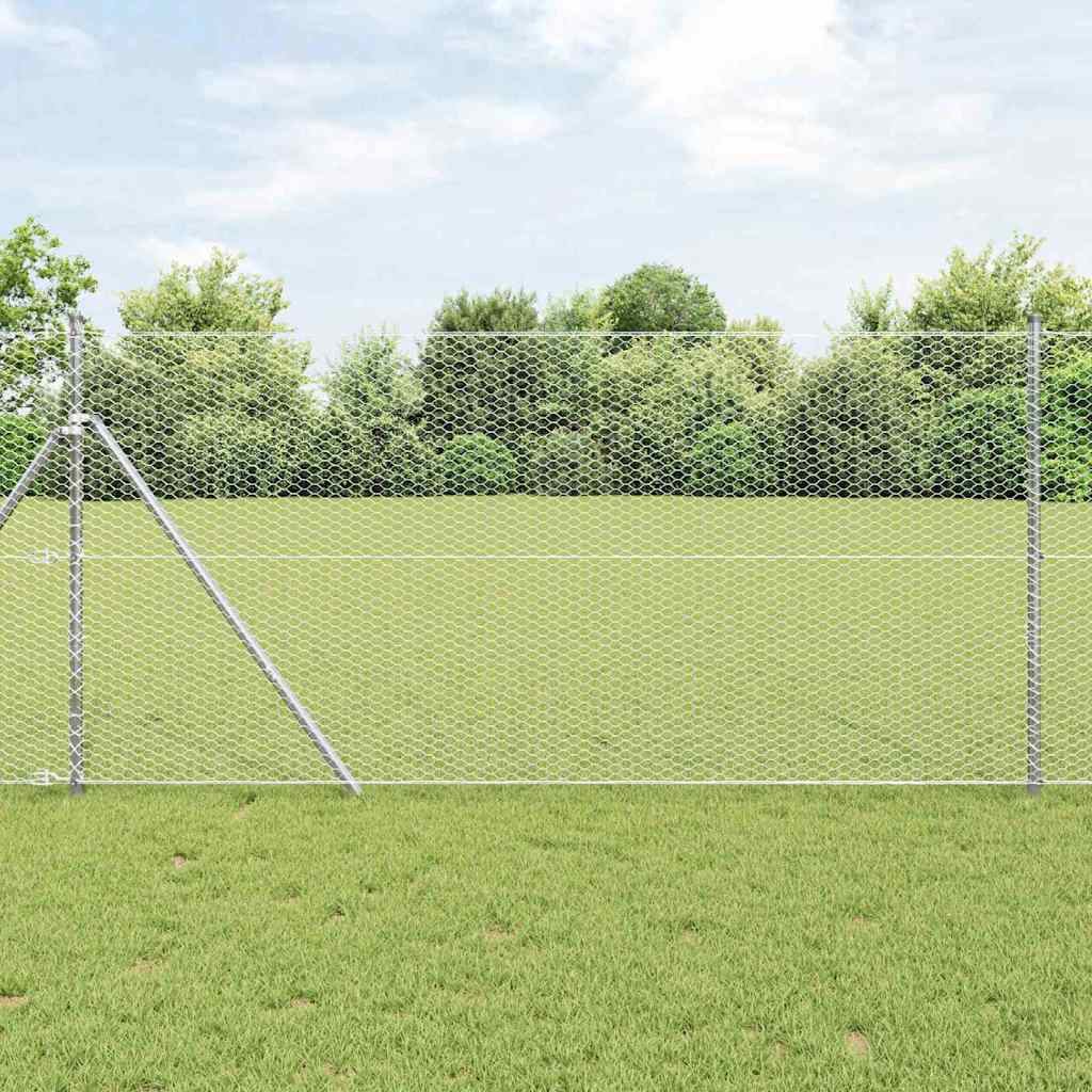 Poste para valla Vidaxl plateado 10 x 1,2 m (malla de 25 mm) acero