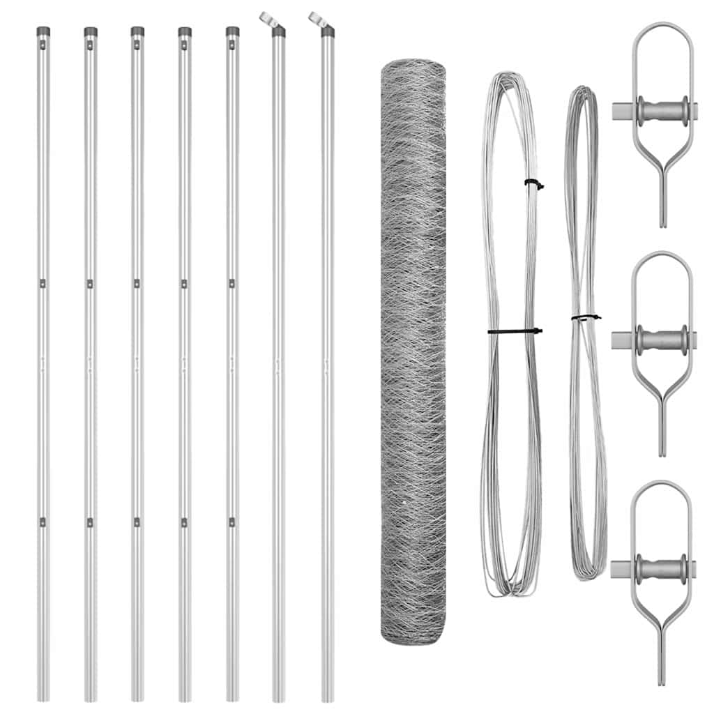 Vidaxl afrasteringspaal zilver 10 x 1,2 m (36 mm gaas) staal