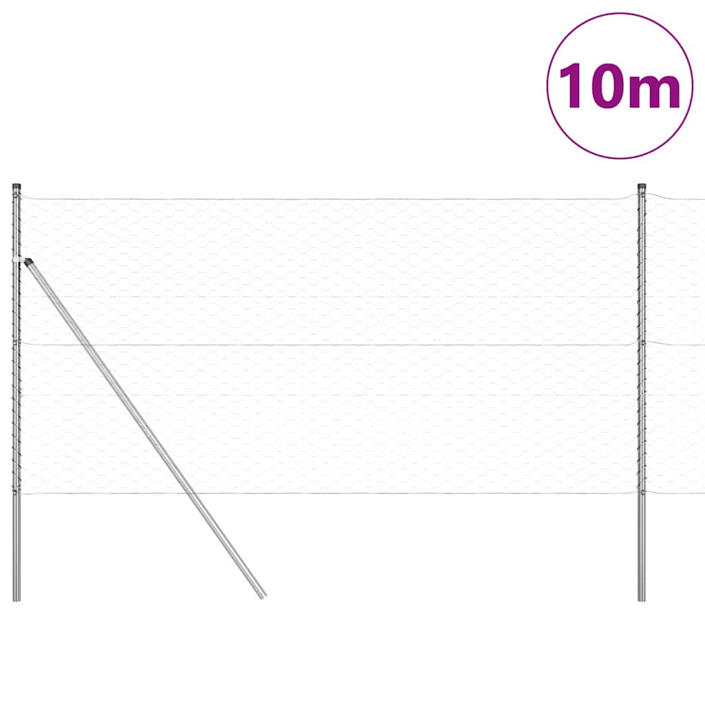 Poste para valla Vidaxl plateado 10 x 1,2 m (malla 50 mm) acero