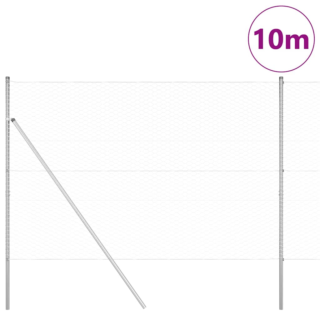 Poste para valla Vidaxl plateado 10 x 1,6 m (malla de 36 mm) acero