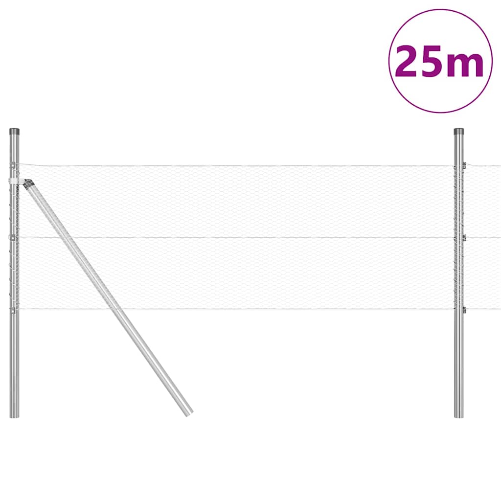 Poste para valla Vidaxl plateado 25 x 0,4 m (malla 13 mm) acero