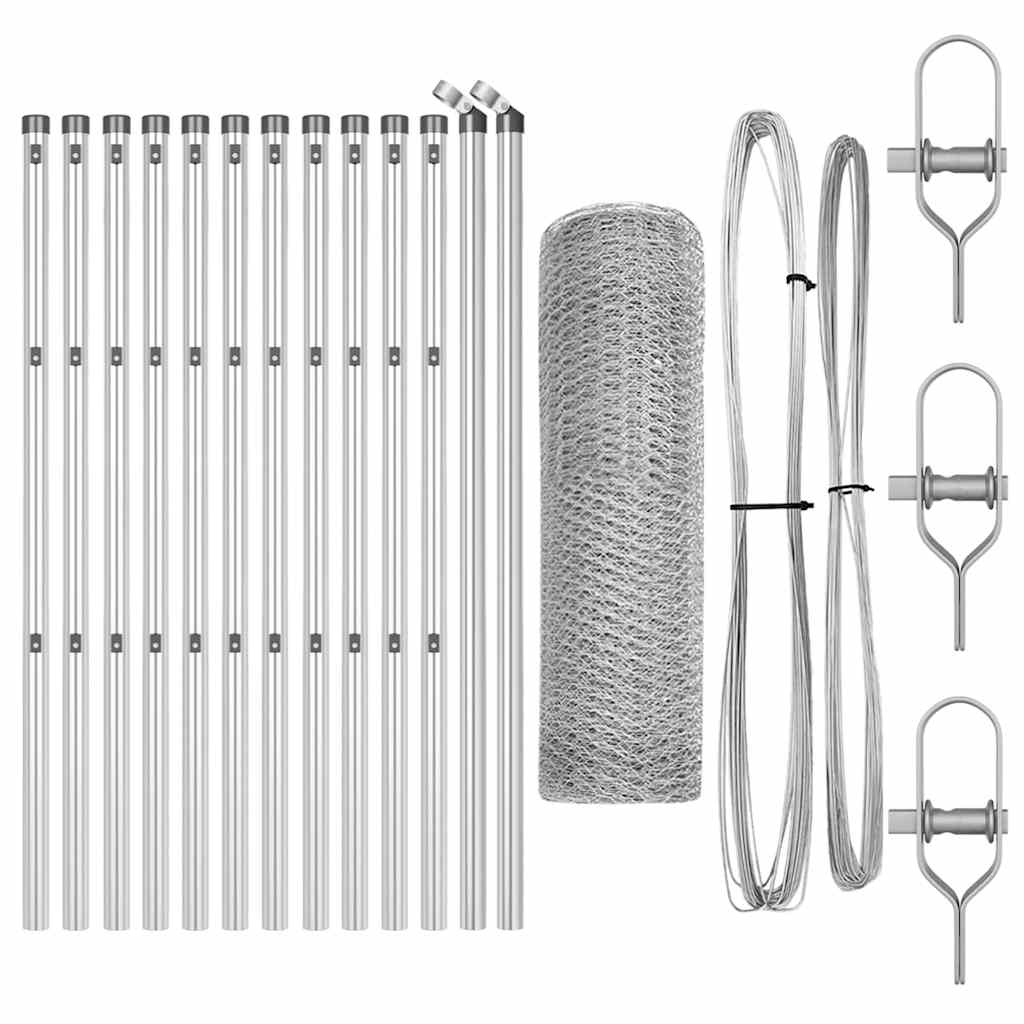 Poste para valla Vidaxl plateado 25 x 0,5 m (malla de 13 mm) acero