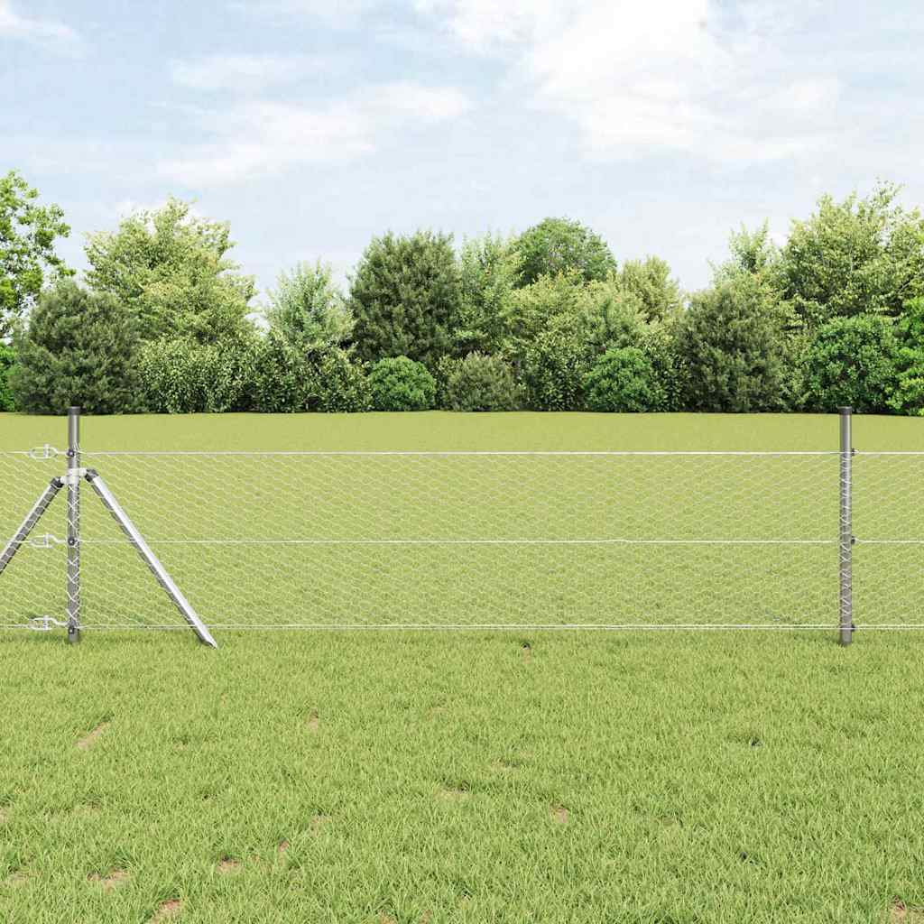 Poste para valla Vidaxl plateado 25 x 0,5 m (malla de 25 mm) acero