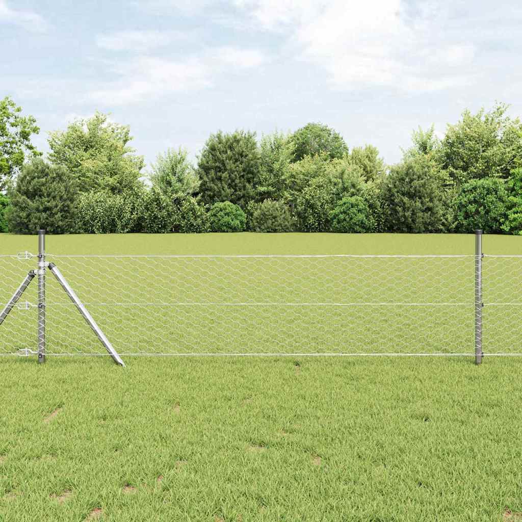 Poste para valla Vidaxl plateado 25 x 0,5 m (malla de 36 mm) acero