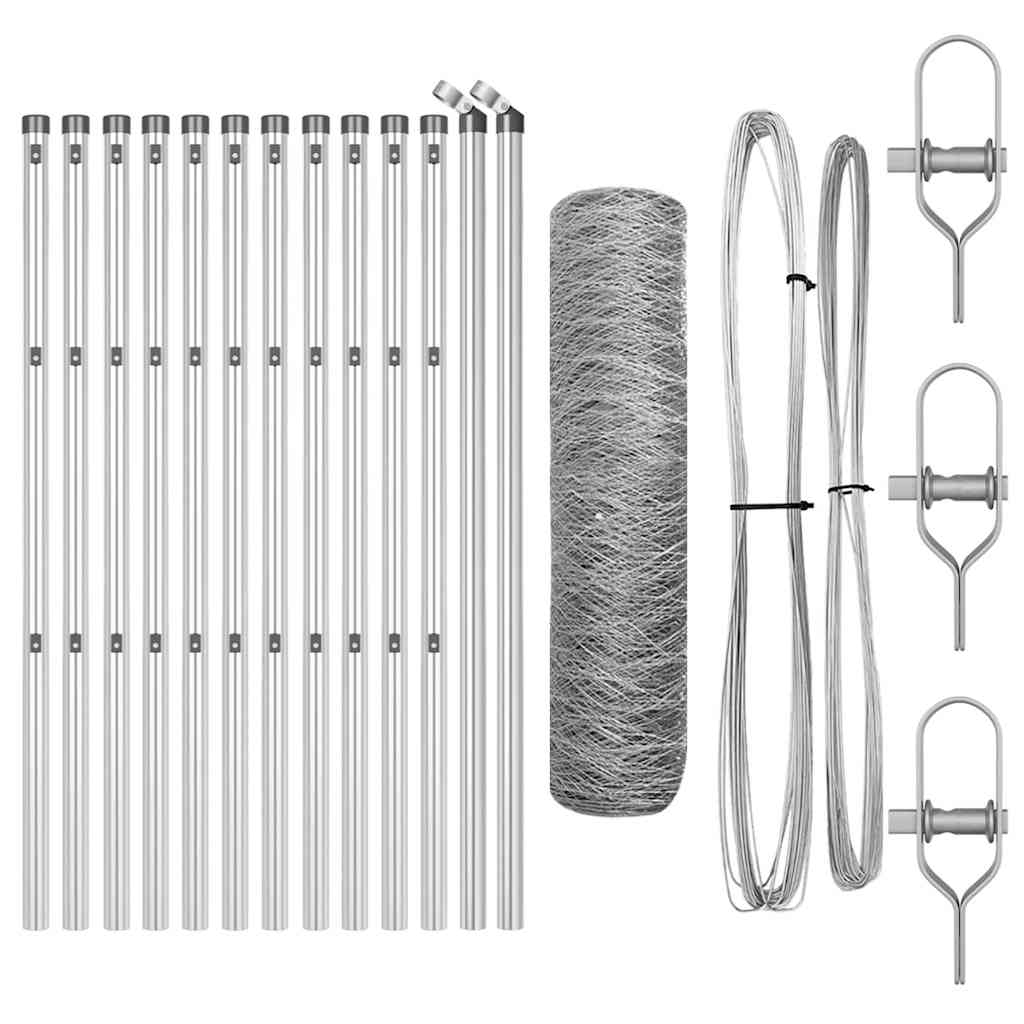 Poste para valla Vidaxl plateado 25 x 0,5 m (malla de 50 mm) acero
