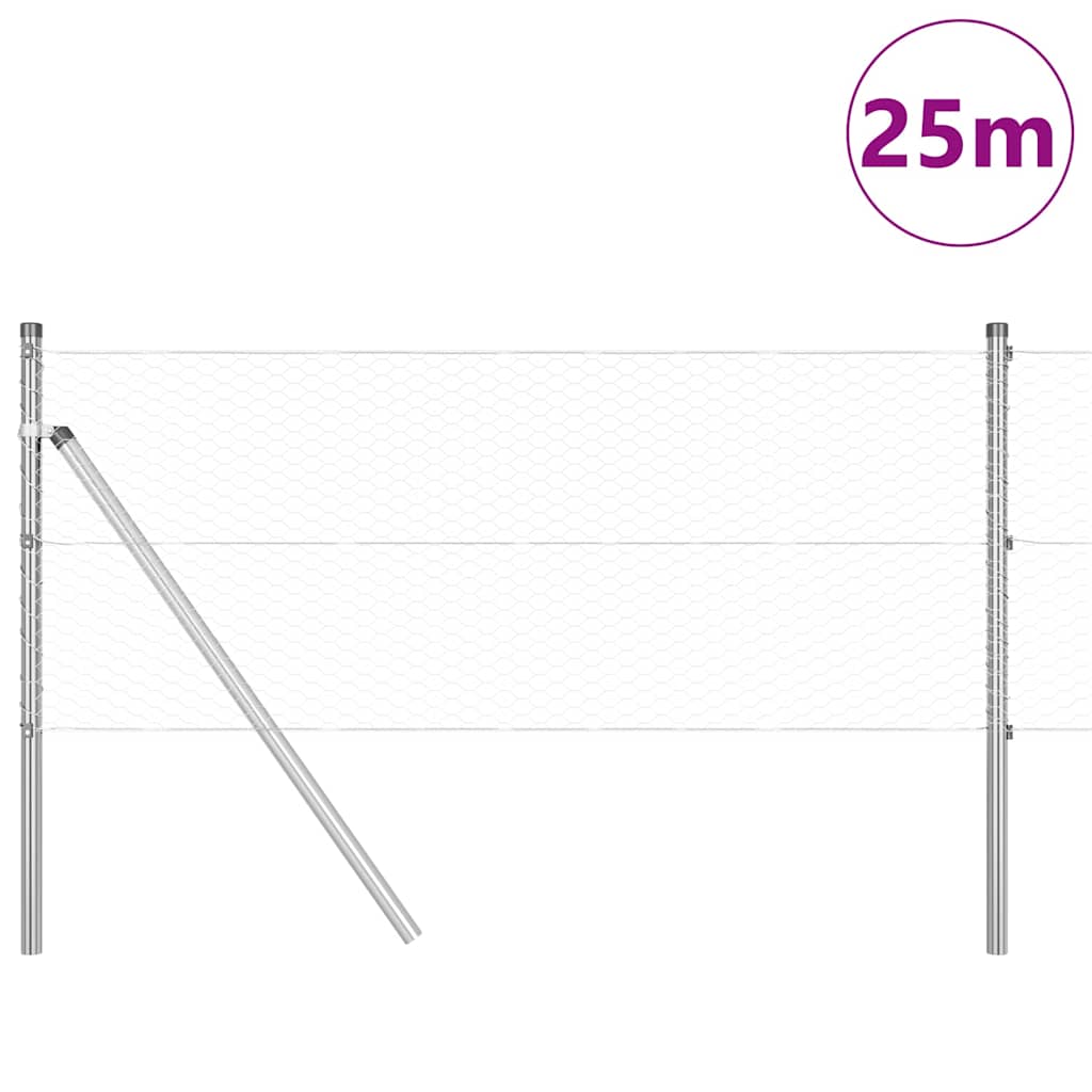 Poste para valla Vidaxl plateado 25 x 0,6 m (malla de 25 mm) acero