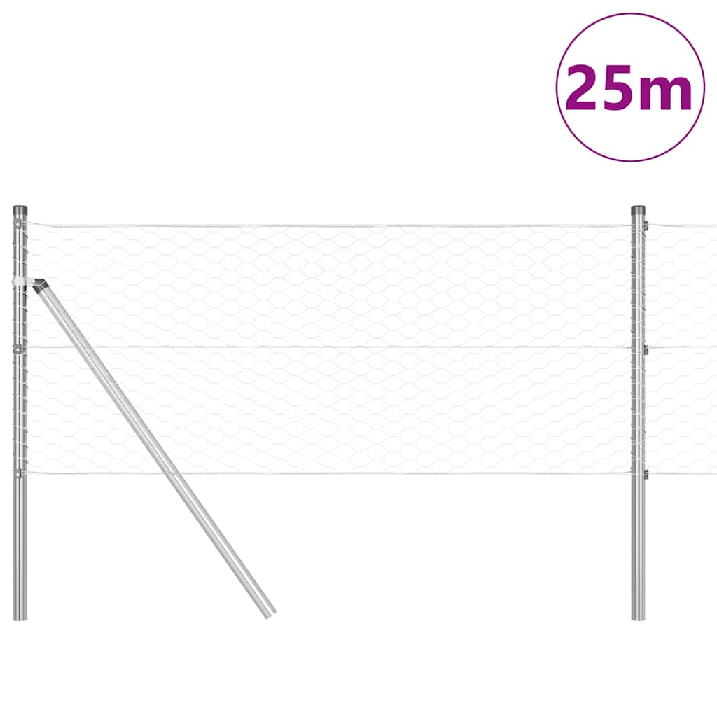 Poste para valla Vidaxl plateado 25 x 0,6 m (malla de 36 mm) acero