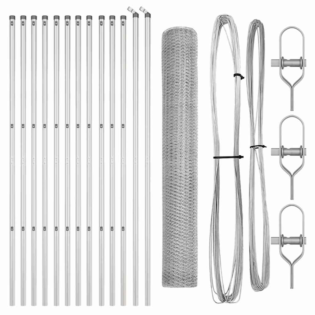 Poste para valla Vidaxl plateado 25 x 1 m (malla 13 mm) acero