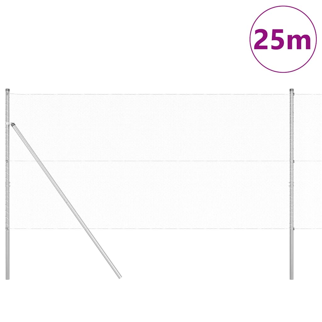 Poste para valla Vidaxl plateado 25 x 1,2 m (malla 13 mm) acero