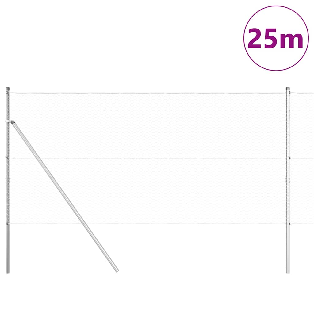 Poste para valla Vidaxl plateado 25 x 1,2 m (malla de 25 mm) acero