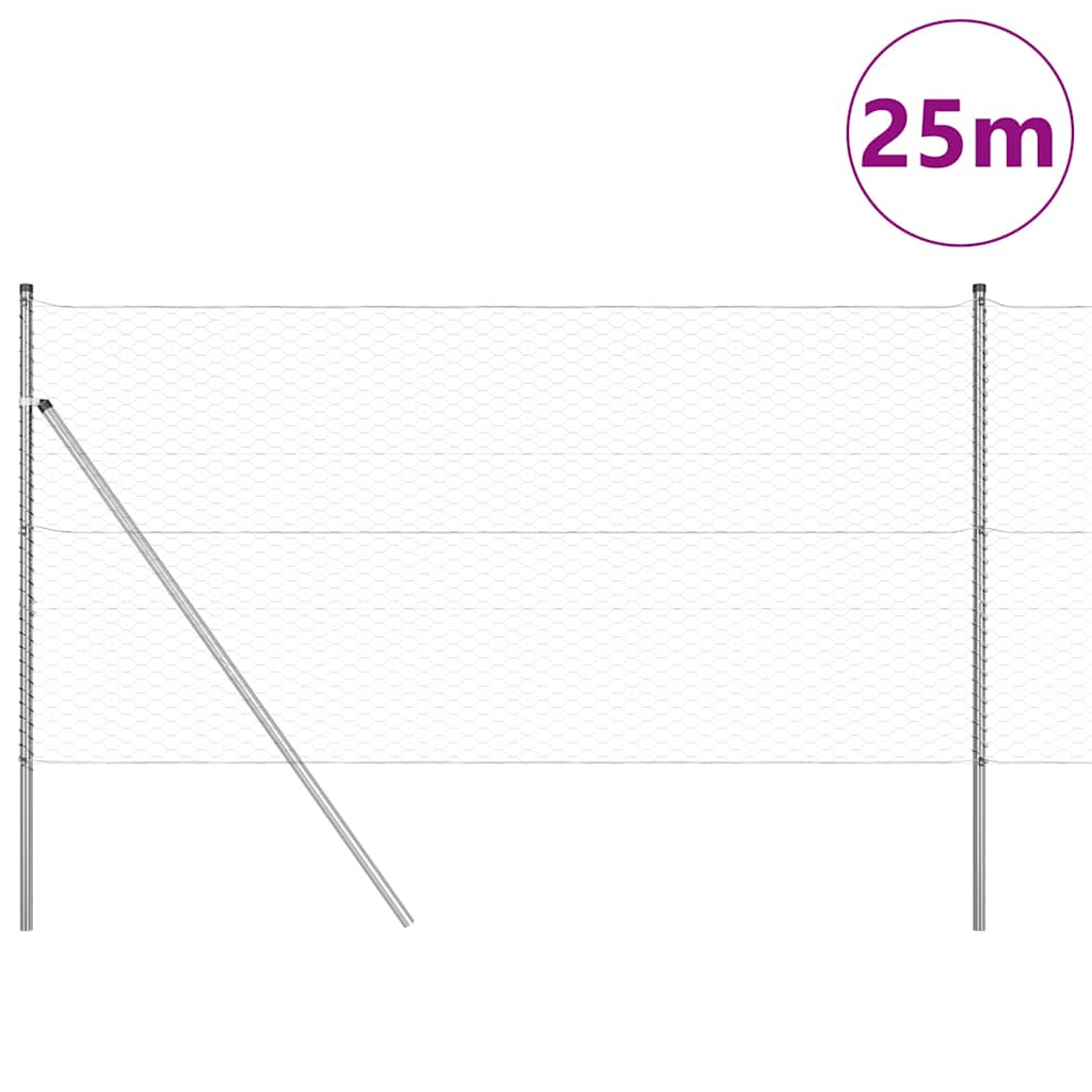 Poste para valla Vidaxl plateado 25 x 1,4 m (malla de 36 mm) acero