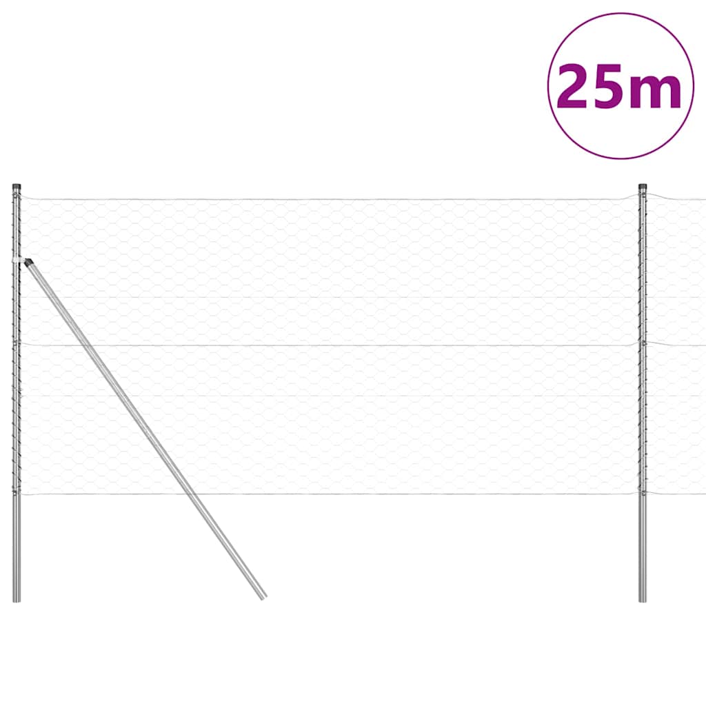 Poste para valla Vidaxl plateado 25 x 1,4 m (malla 50 mm) acero