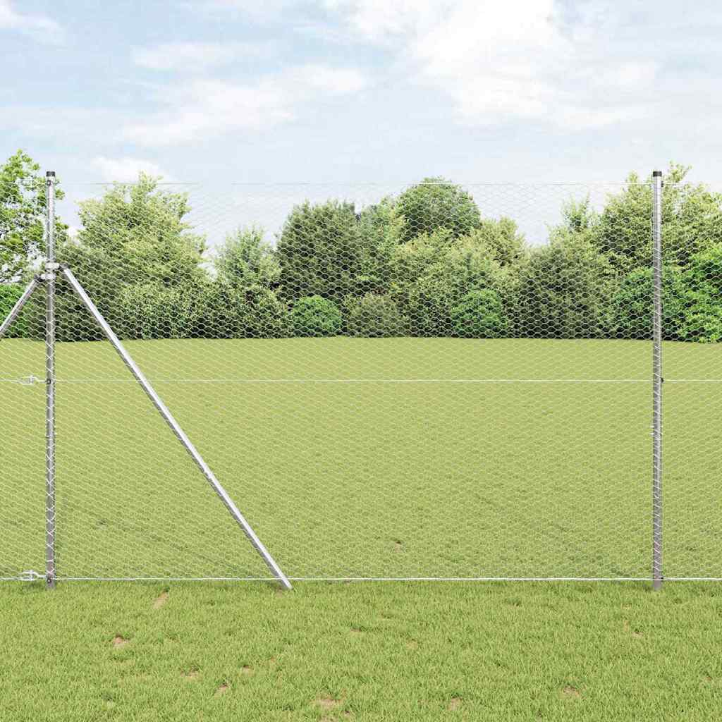 Poste para valla Vidaxl plateado 25 x 1,5 m (malla de 25 mm) acero