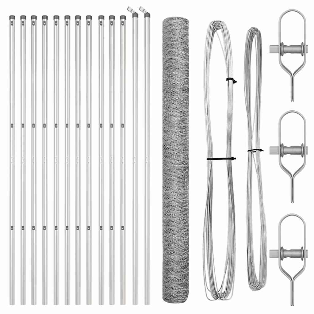 Poste para valla Vidaxl plateado 25 x 1,5 m (malla 50 mm) acero