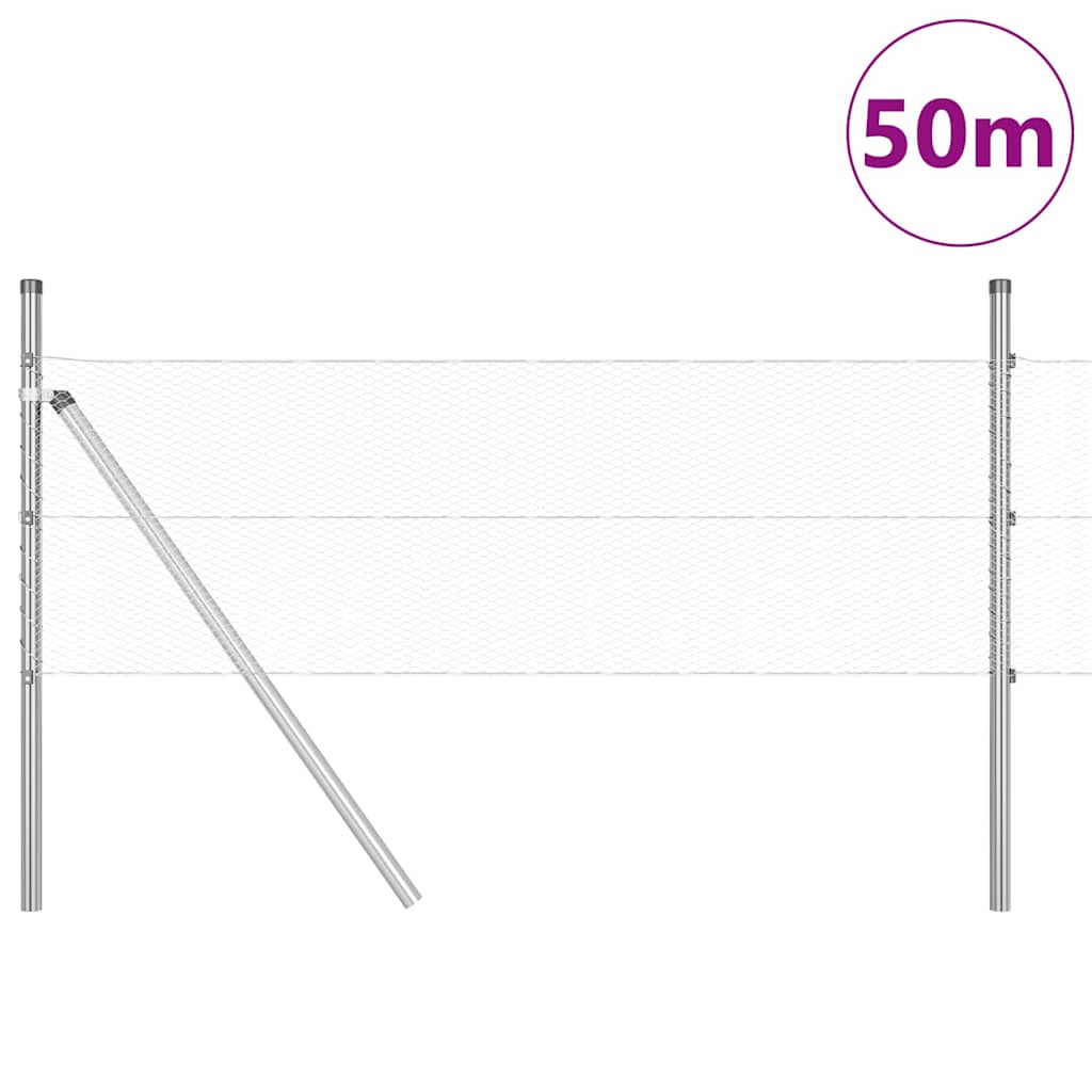 Poste para valla Vidaxl plateado 50 x 0,4 m (malla 13 mm) acero