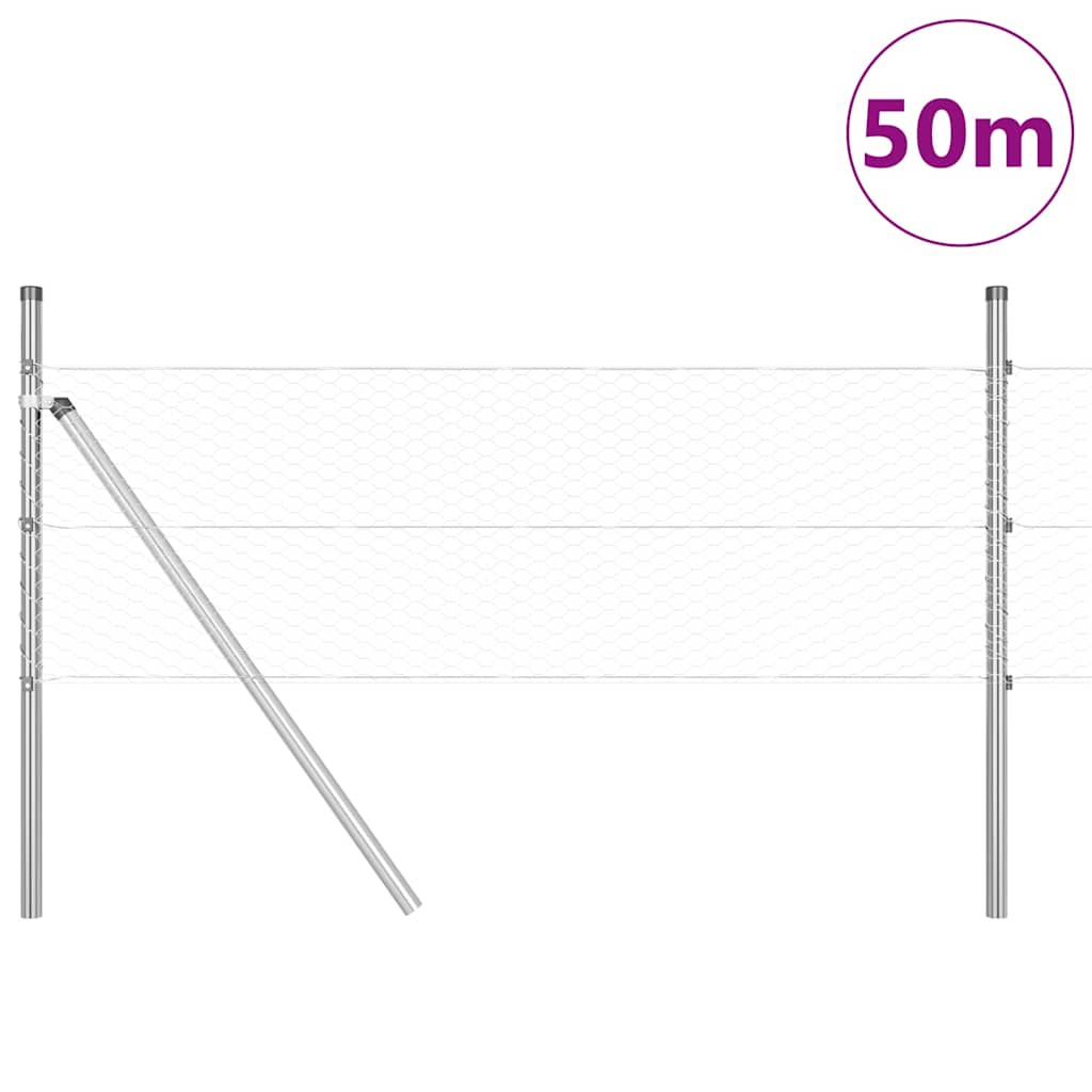 Poste para valla Vidaxl plateado 50 x 0,4 m (malla de 25 mm) acero