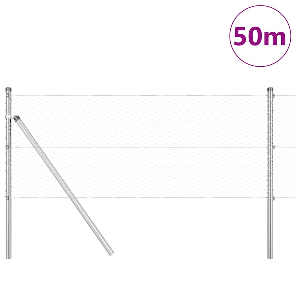 Poste para valla Vidaxl plateado 50 x 0,6 m (malla de 25 mm) acero