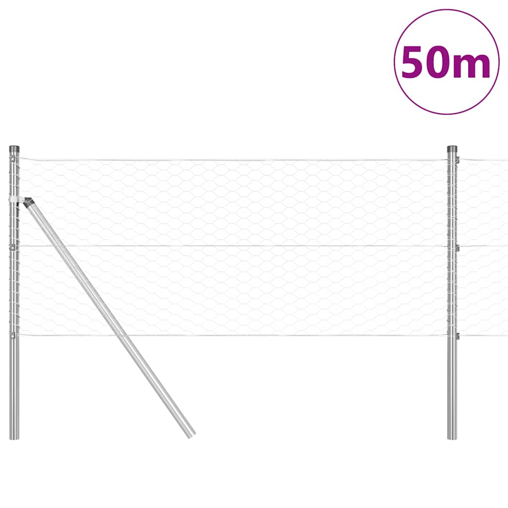 Poste para valla Vidaxl plateado 50 x 0,6 m (malla de 36 mm) acero
