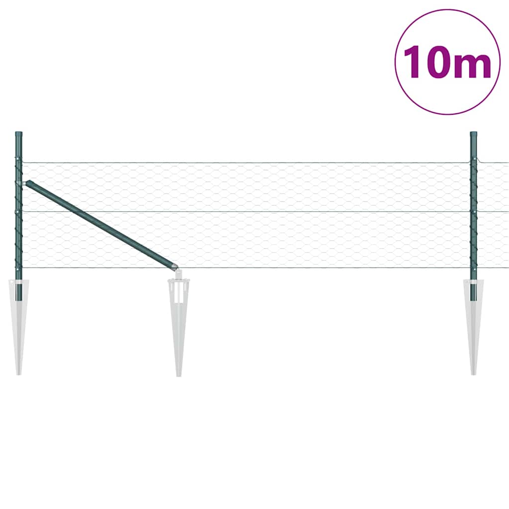 Poste para valla Vidaxl verde 10 x 0,5 m (malla 36 mm) acero y PVC