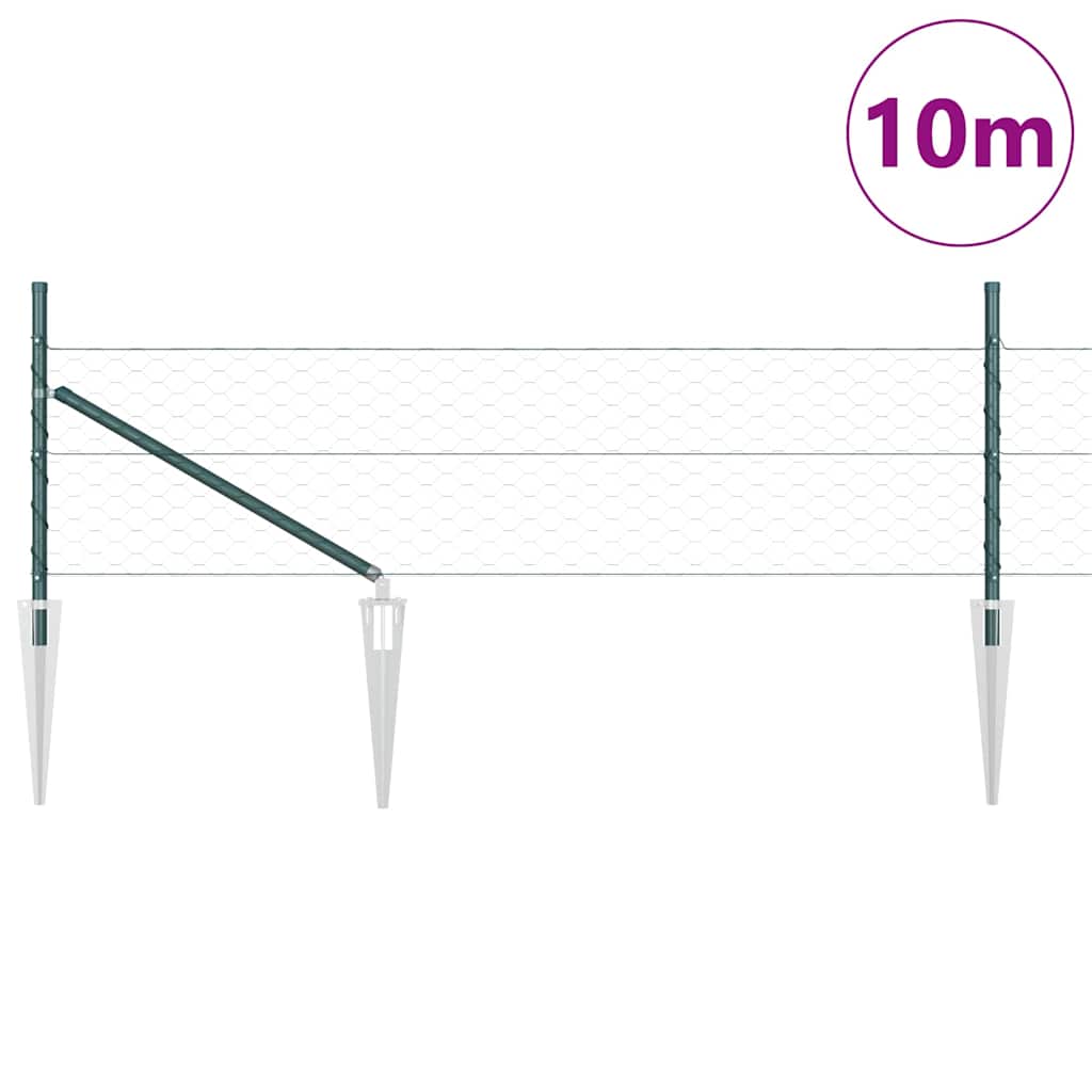 Poste para valla Vidaxl verde 10 x 0,5 m (malla 50 mm) acero y PVC