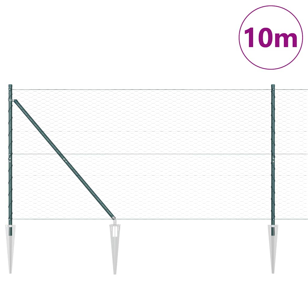 Poste para valla Vidaxl verde 10 x 1,2 m (malla 36 mm) acero y PVC