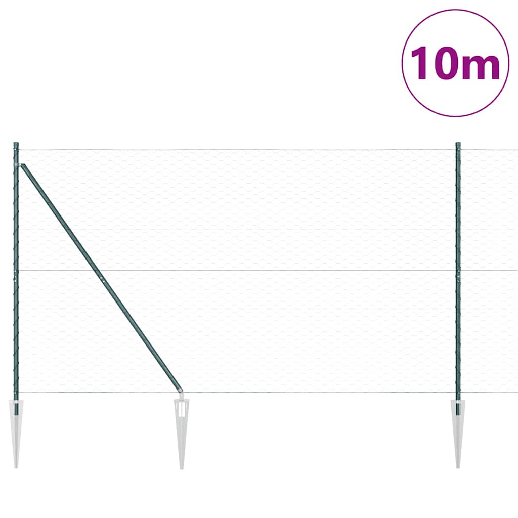 Poste para valla Vidaxl verde 10 x 1,5 m (malla 50 mm) acero y PVC