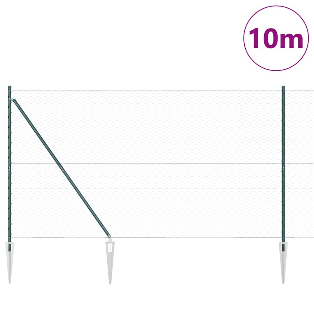 Poste para valla Vidaxl verde 10 x 1,6 m (malla 36 mm) acero y PVC