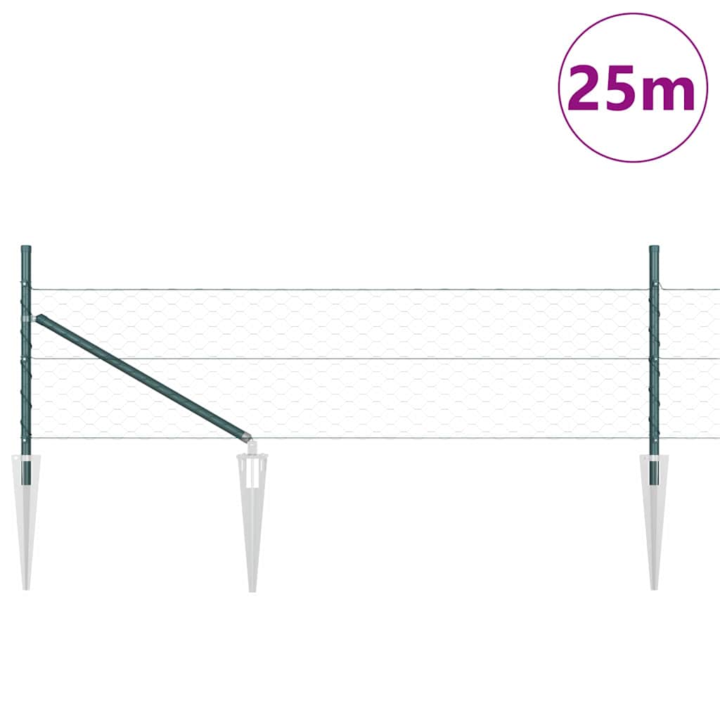 Poste para valla Vidaxl verde 25 x 0,4 m (malla 50 mm) acero y PVC