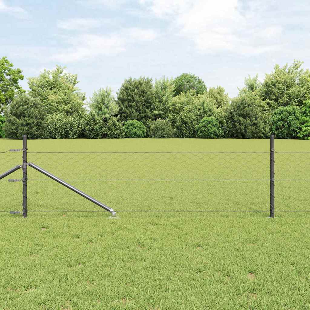 Vidaxl afrasteringspaal grijs 10 x 0,4 m (50 mm mesh) staal en pvc