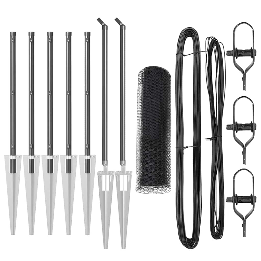 Vidaxl afrasteringspaal grijs 10 x 1 m (13 mm gaas) staal en pvc