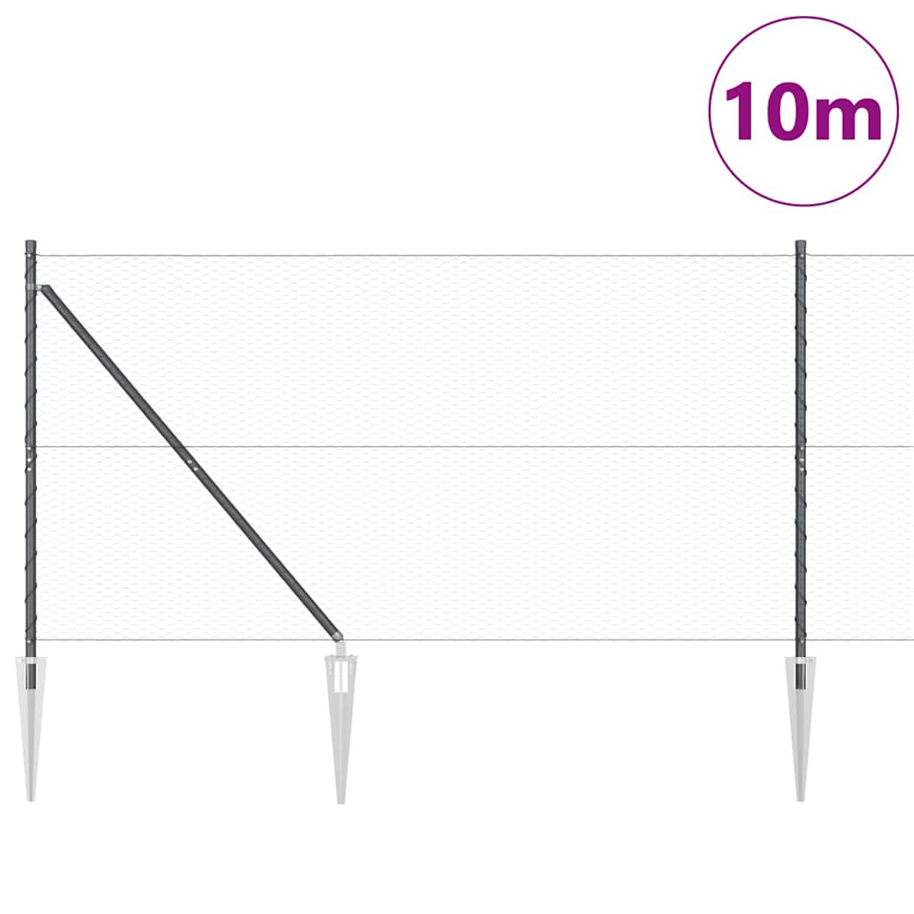 Poste para valla Vidaxl gris 10 x 1,4 m (malla 25 mm) acero y PVC