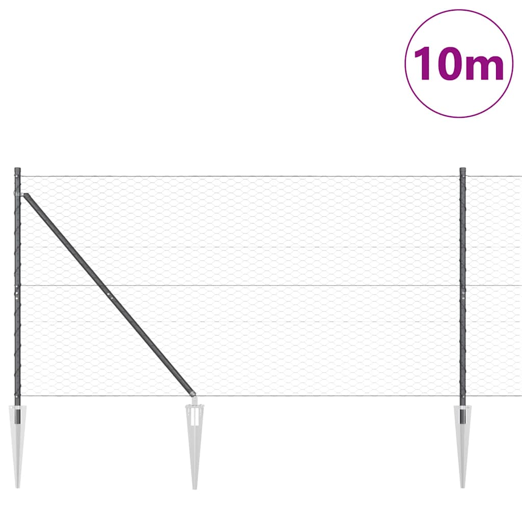 Poste para valla Vidaxl gris 10 x 1,4 m (malla 36 mm) acero y PVC