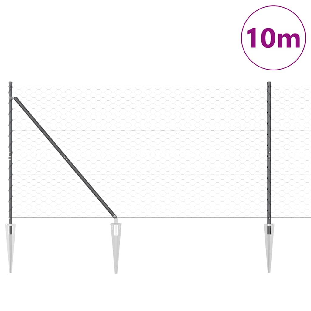 Poste para valla Vidaxl gris 10 x 1,4 m (malla 50 mm) acero y PVC