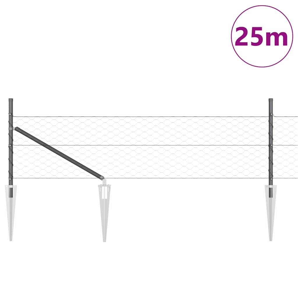 Poste para valla Vidaxl gris 25 x 0,5 m (malla 50 mm) acero